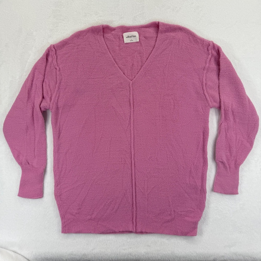Aritzia Wilfred‎ Free Hush Knit Pink V-Neck Pullover Sweater Small Knitwear